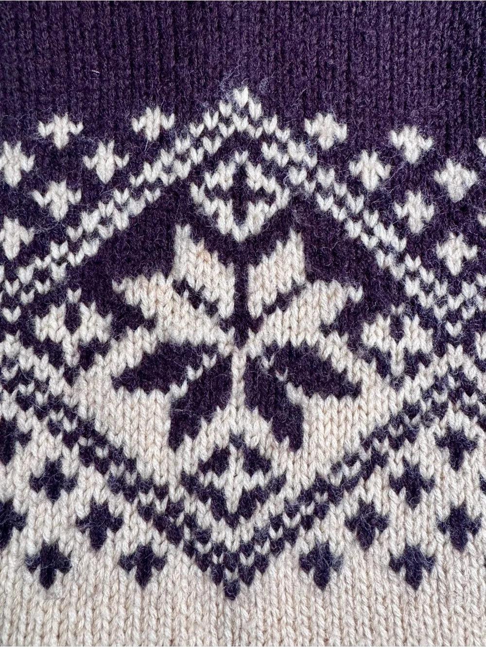 Vintage J Crew Nordic Half-Zip Wool Sweater in Brown and Cream